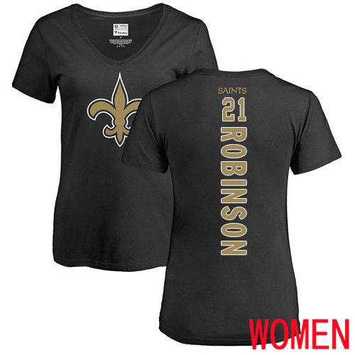 New Orleans Saints Black Women Patrick Robinson Backer Slim Fit NFL Football #21 T Shirt
